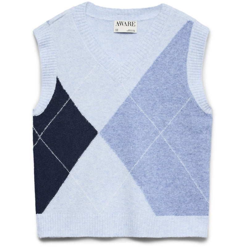 Vero Moda Vero Moda AWARE Damstickad Väst AWMALIRA Knit Arctic Ice Pattern:DARK SAPPHIRE