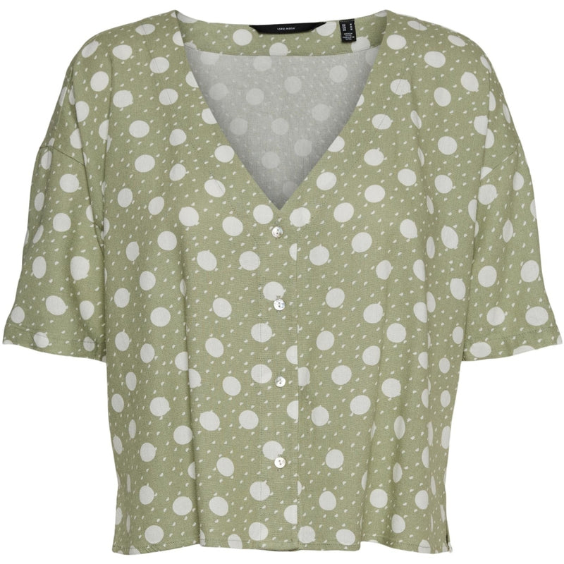 Vero Moda Vero Moda dam blus VMJESMILO Restudsalg Desert Sage Snow white dots