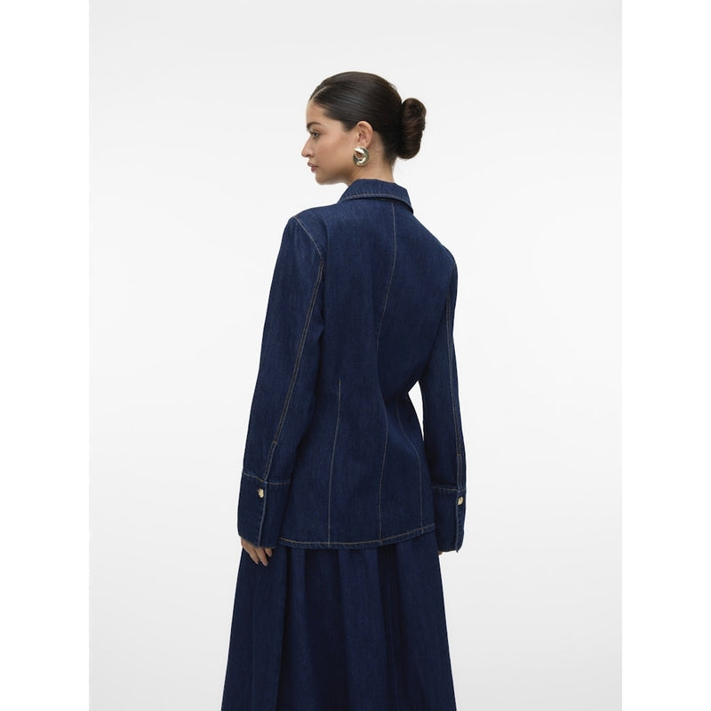 Vero Moda Vero Moda dam överskjol VMNIKKA Shirt Dark Blue Denim