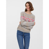 Vero Moda Vero Moda dam stickad VMCANDYCANE Knit Ash W. MELANGE + SNOW WHITE+CHINESE RED+HOT PINK+G