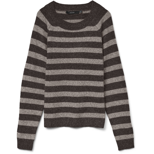 Vero Moda Vero Moda dam stickad VMDOFFY Knit Chocolate Torte Stripes:W. MOON ROCK