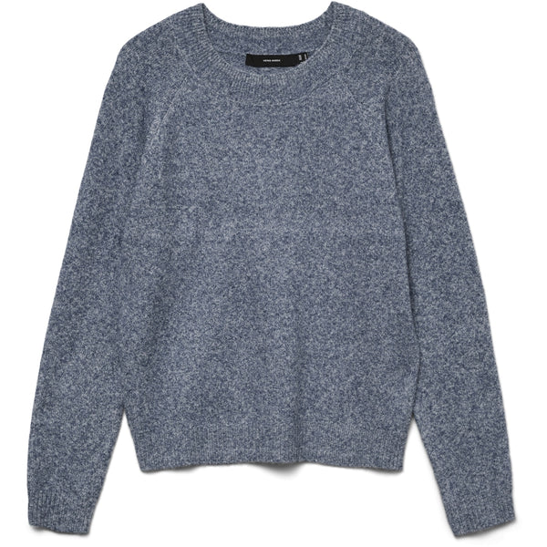 Vero Moda Vero Moda dam stickad VMDOFFY Knit Dark Denim W. WHITE MELANGE