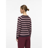 Vero Moda Vero Moda dam stickad VMDOFFY Knit Winetasting Stripes:W. ROSE BROWN