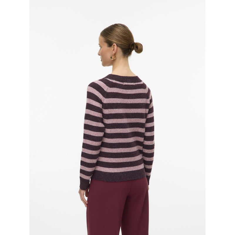 Vero Moda Vero Moda dam stickad VMDOFFY Knit Winetasting Stripes:W. ROSE BROWN