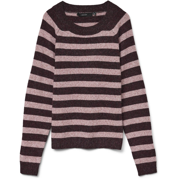 Vero Moda Vero Moda dam stickad VMDOFFY Knit Winetasting Stripes:W. ROSE BROWN