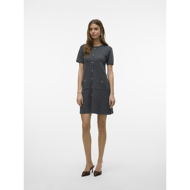 Vero Moda Vero Moda damstickad klänning VMJOHANNA Dress Medium grey melange
