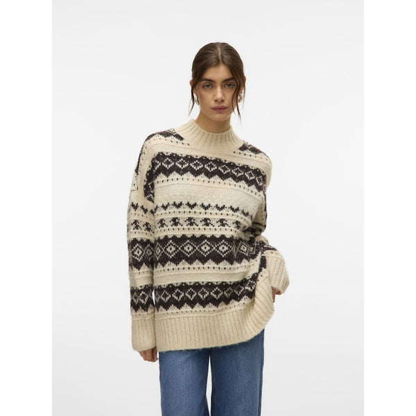 Vero Moda Vero Moda damstickad tröja VMAMPLE Knit Birch chocolate torte