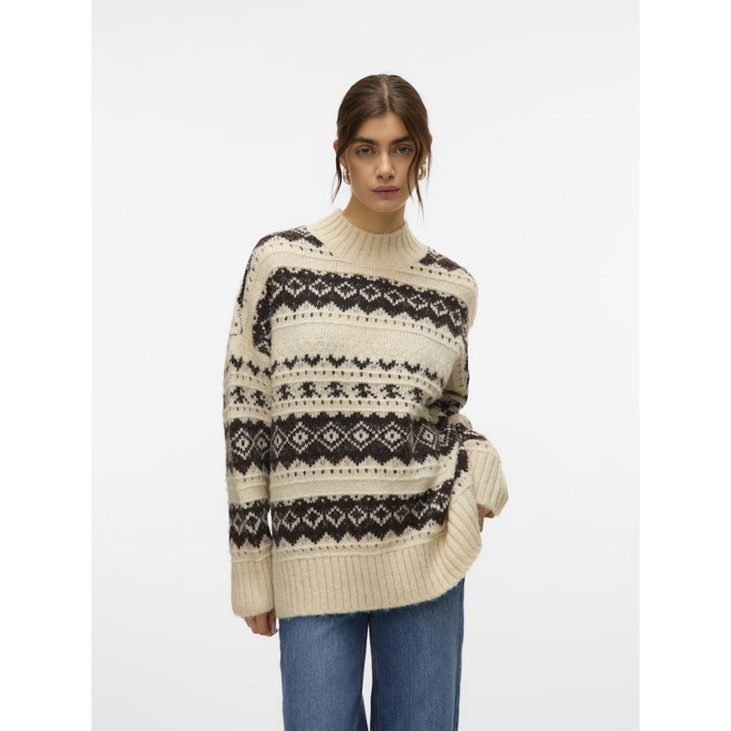 Vero Moda Vero Moda damstickad tröja VMAMPLE Knit Birch chocolate torte