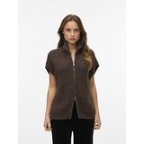 Vero Moda Vero Moda damstickad väst VMSALTY Vest Chocolate Torte