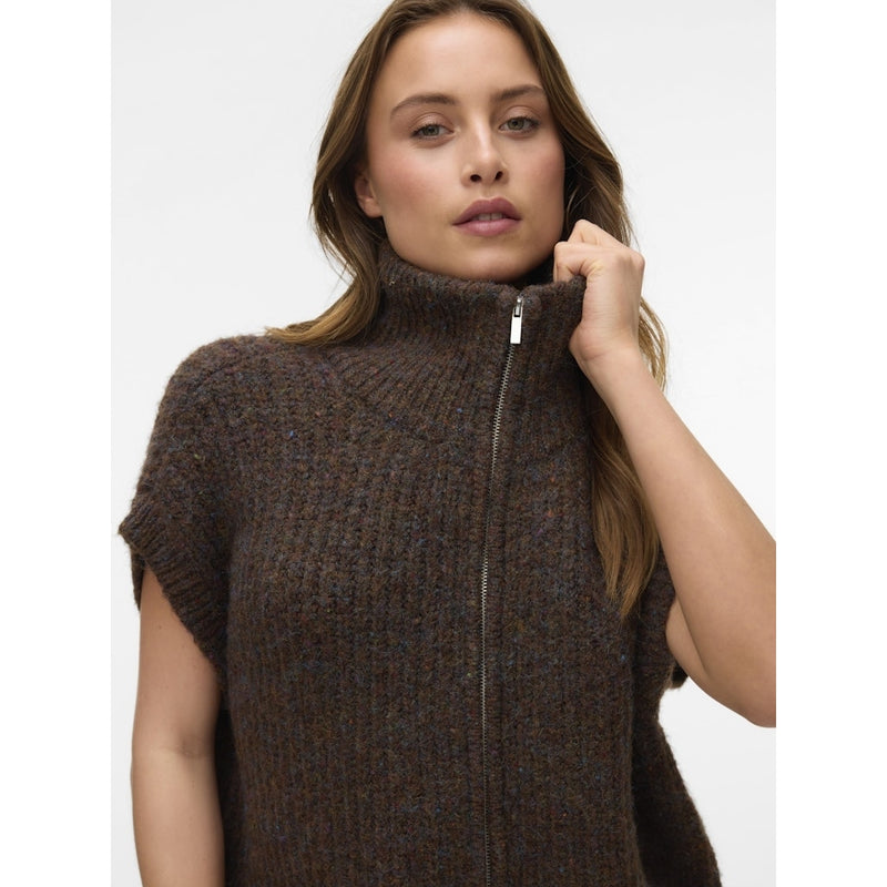 Vero Moda Vero Moda damstickad väst VMSALTY Vest Chocolate Torte