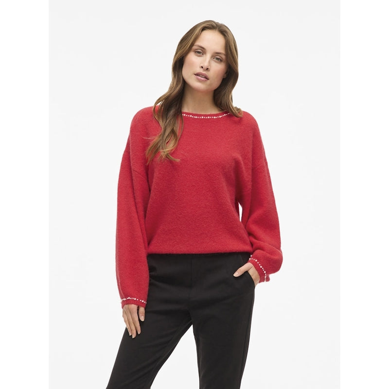 VILA Vila damstickad tröja VISTELLA Knit Hibiscus