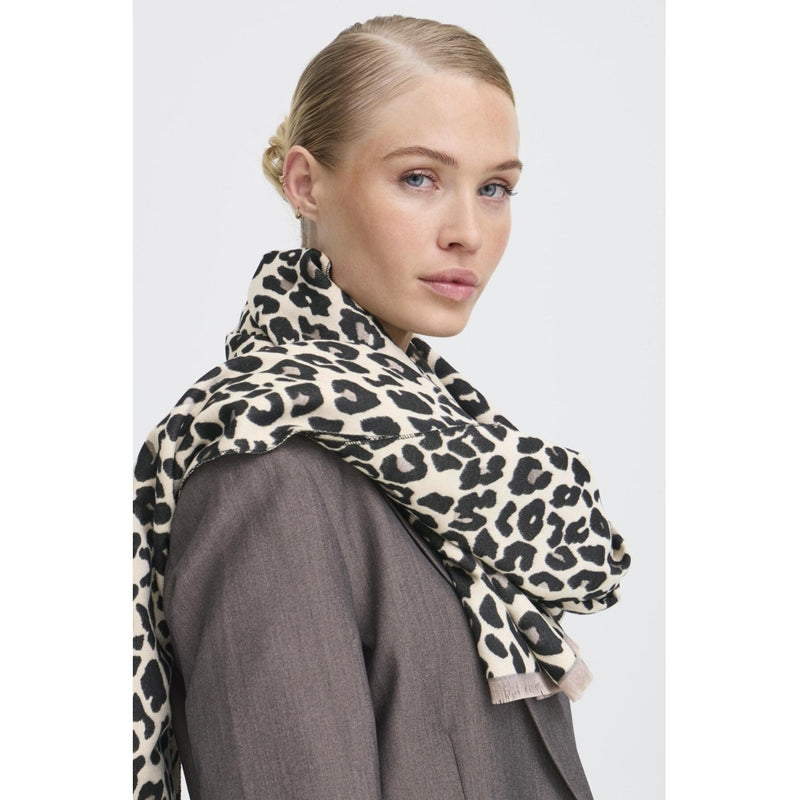 b.young b.young dam halsduk BYVILEOPARD Scarf Black Mix