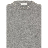b.young b.young damstickad tröja BYOMEA Knit Mid Grey Melange
