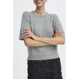 b.young b.young damstickad tröja BYOMEA Knit Mid Grey Melange