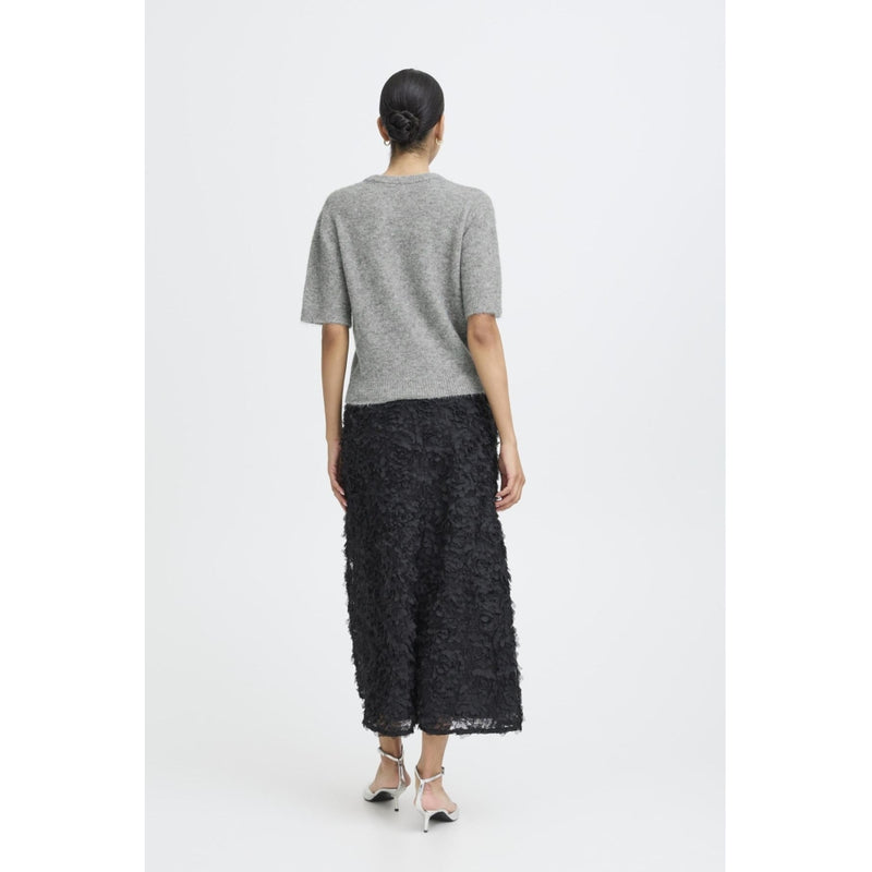 b.young b.young damstickad tröja BYOMEA Knit Mid Grey Melange