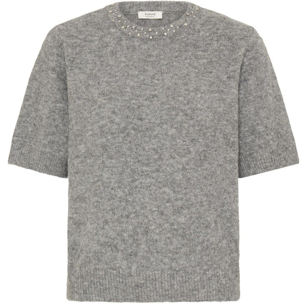 b.young b.young damstickad tröja BYOMEA Knit Mid Grey Melange