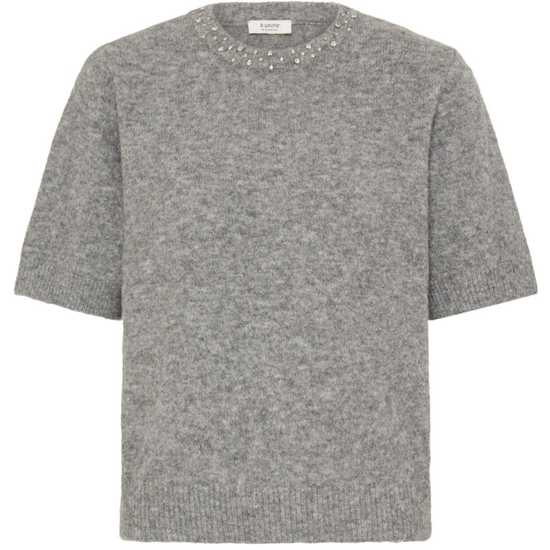 b.young b.young damstickad tröja BYOMEA Knit Mid Grey Melange